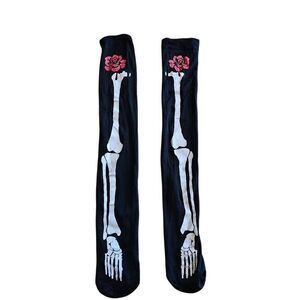 Skeleton bones and rose over the knee tights halloween